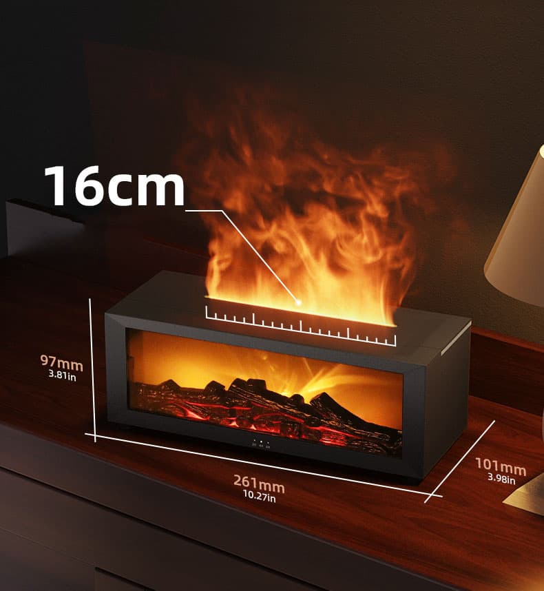 150ml White Humidifier with Fireplace Flames, 7-Color LED, Aromatherapy Diffuser, Remote Control, 3-Level Timer, Quiet Operation - Image 4