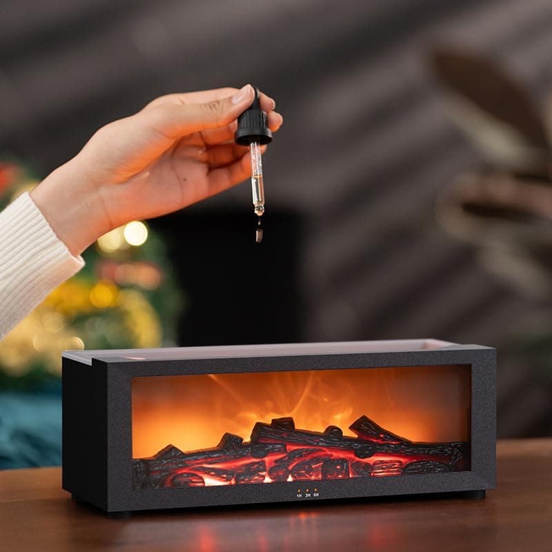 150ml White Humidifier with Fireplace Flames, 7-Color LED, Aromatherapy Diffuser, Remote Control, 3-Level Timer, Quiet Operation - Image 5
