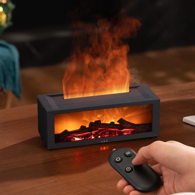 150ml White Humidifier with Fireplace Flames, 7-Color LED, Aromatherapy Diffuser, Remote Control, 3-Level Timer, Quiet Operation - Image 6
