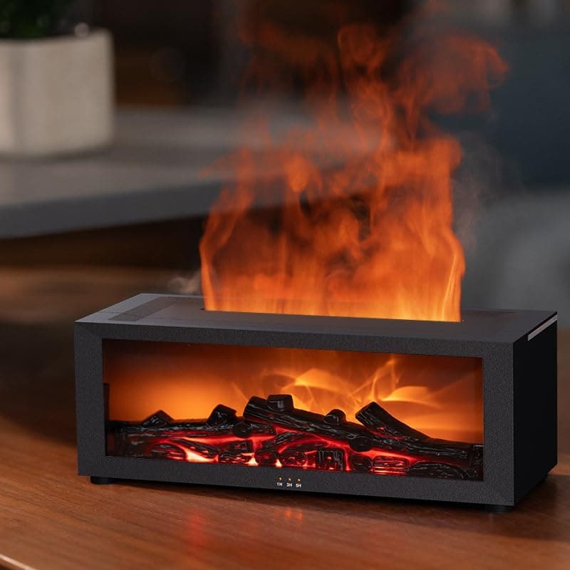 150ml White Humidifier with Fireplace Flames, 7-Color LED, Aromatherapy Diffuser, Remote Control, 3-Level Timer, Quiet Operation - Image 8