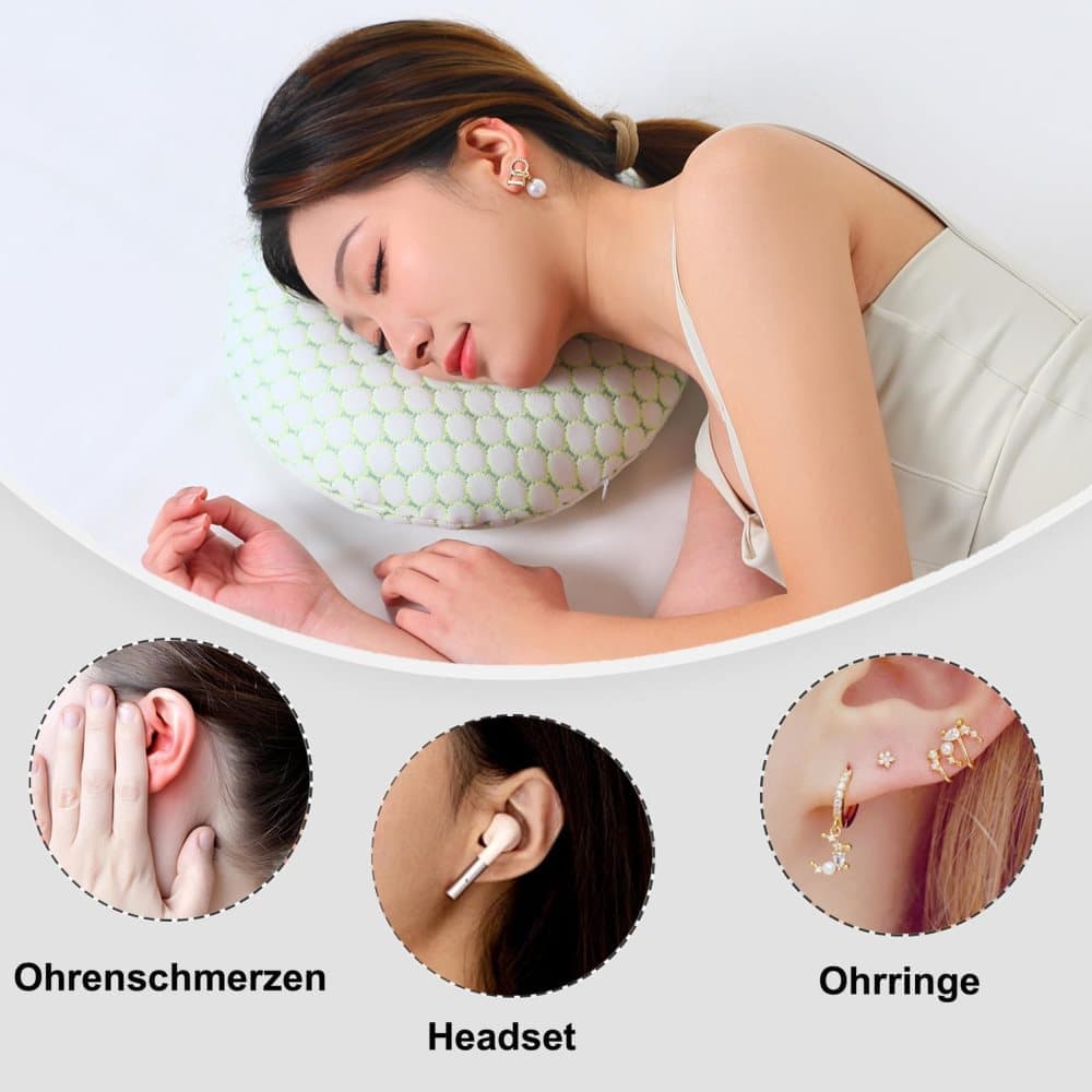 Ear Pillow for Side Sleeping, Ergonomic Perforated Design, Comfortable Pressure Relief, Pink - Image 2