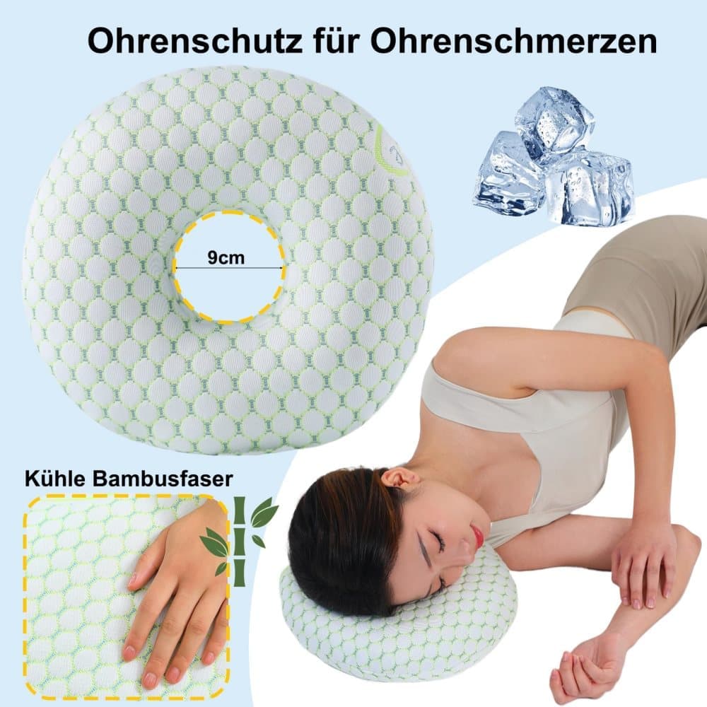 Ear Pillow for Side Sleeping, Ergonomic Perforated Design, Comfortable Pressure Relief, Pink - Image 6