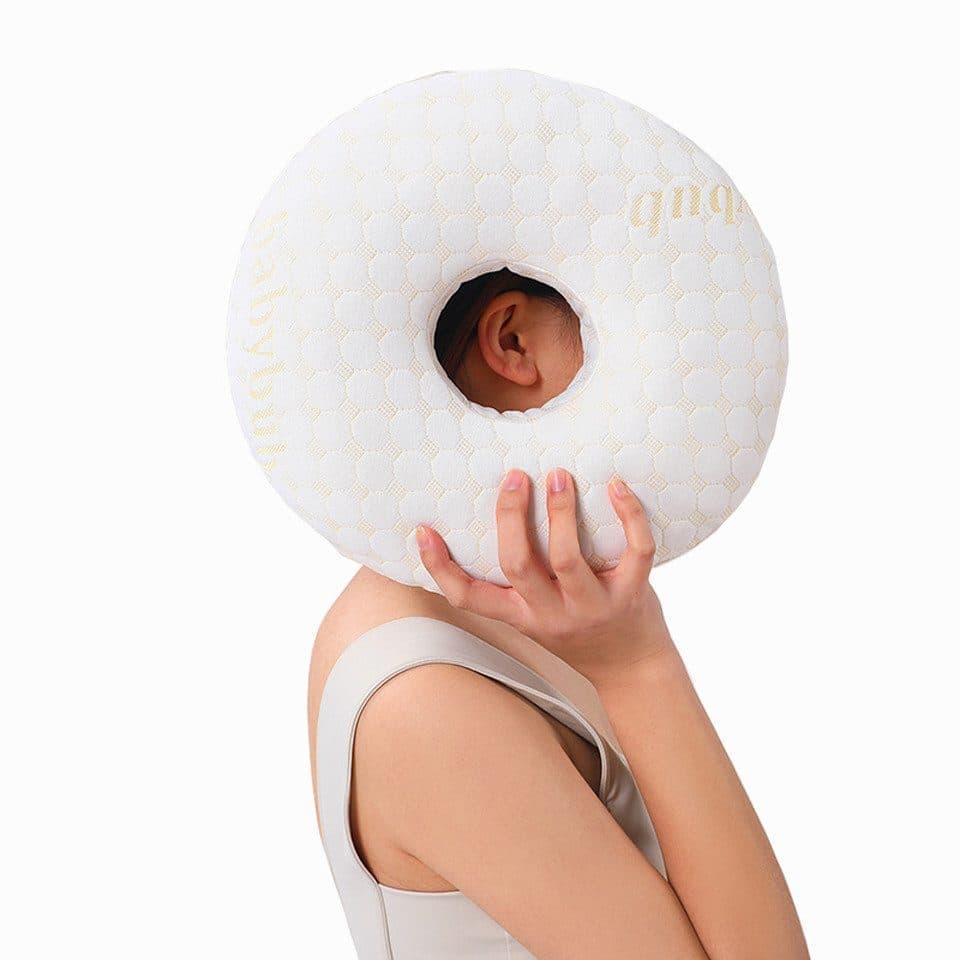 Ergonomic Ear Pillow for Side Sleeping, Relieves Ear Pressure with Perforated Design, Gold - Image 1