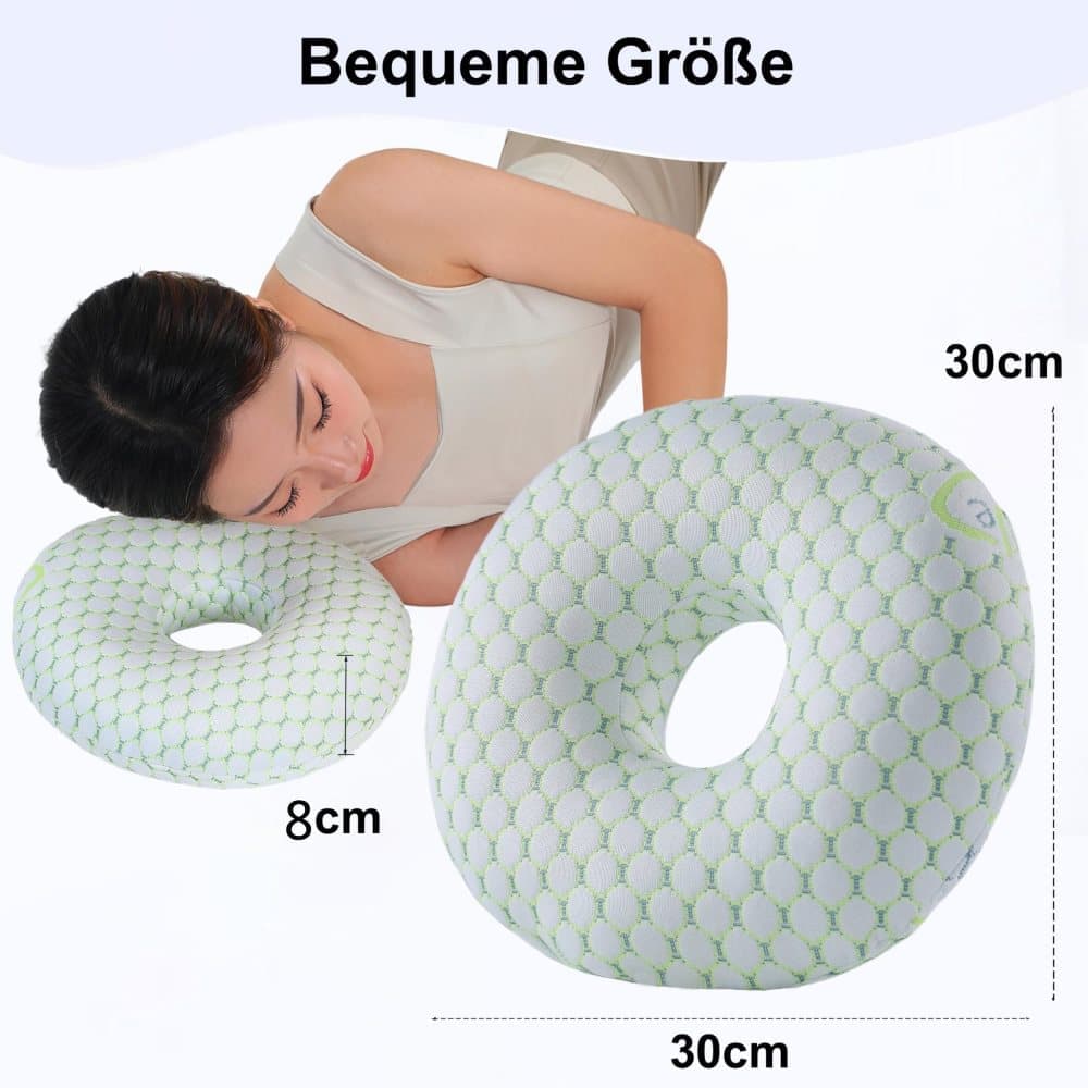 Ergonomic Ear Pillow for Side Sleeping, Relieves Ear Pressure with Perforated Design, Gold - Image 3