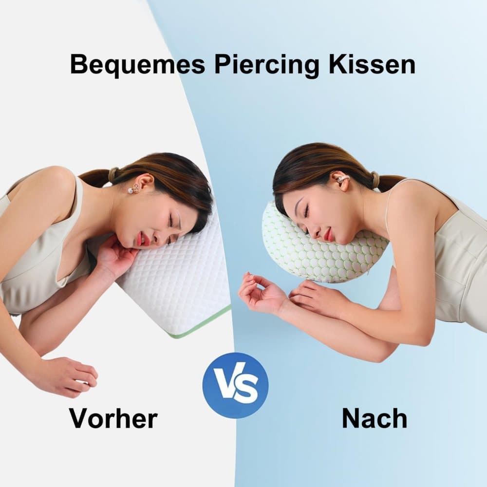 Ergonomic Ear Pillow for Side Sleeping, Relieves Ear Pressure with Perforated Design, Gold - Image 4