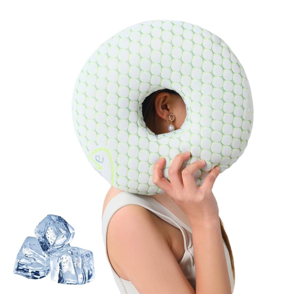 Ear Pillow for Side Sleeping, Ergonomic Perforated Design, Comfortable Ear Pressure Relief, Green - Image 1