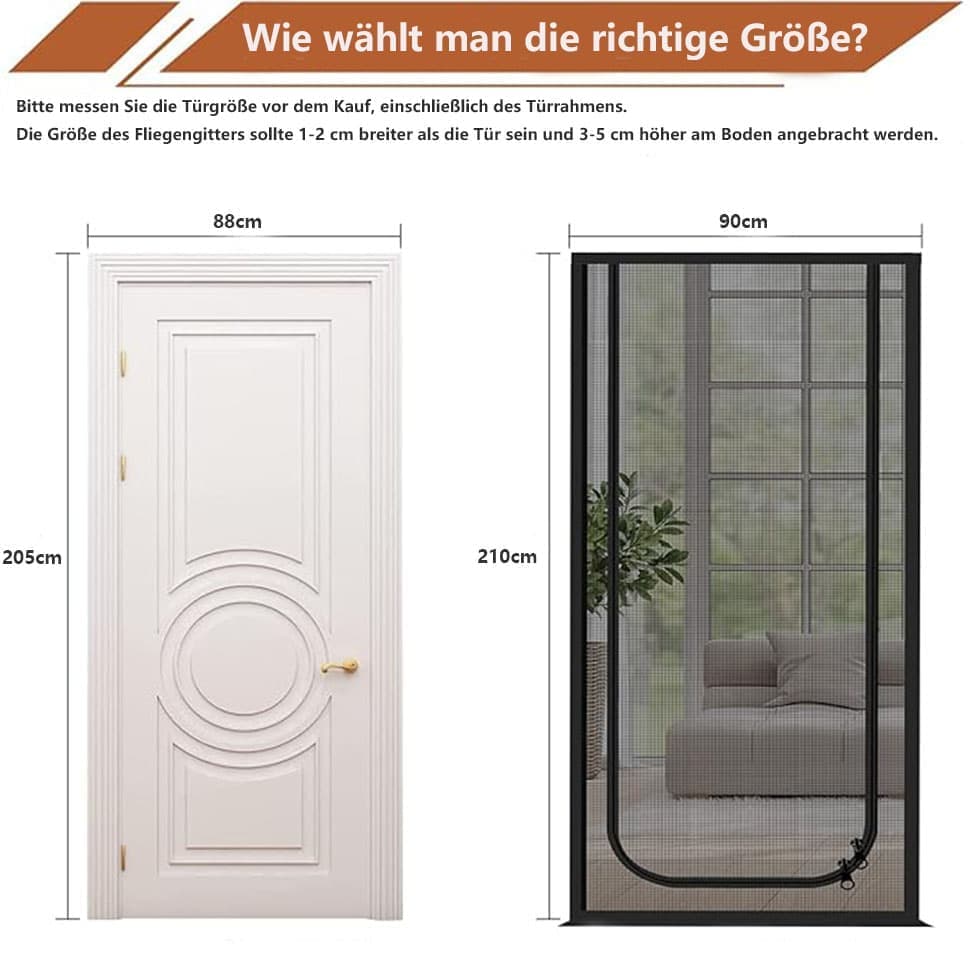 Cat Repellent Zipper Door Curtain, 80 x 210 cm, Durable Mesh Protects Against Cats and Pests, Easy to Install, Black - Image 3