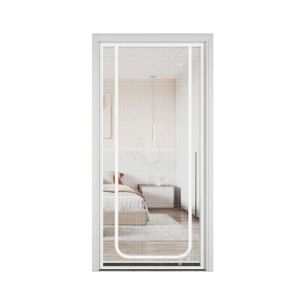 White Cat Repellent Zipper Door Curtain, 80x200cm, Durable Mesh Protects Against Cats and Pests, Easy to Install - Image 1