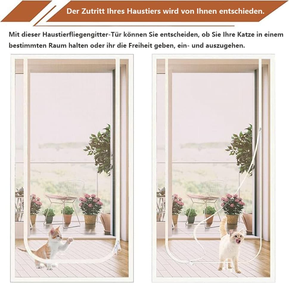 Cat Repellent Zipper Door Curtain, 90x200cm, Durable Mesh Pest Protection Easy to Install, White - Image 4