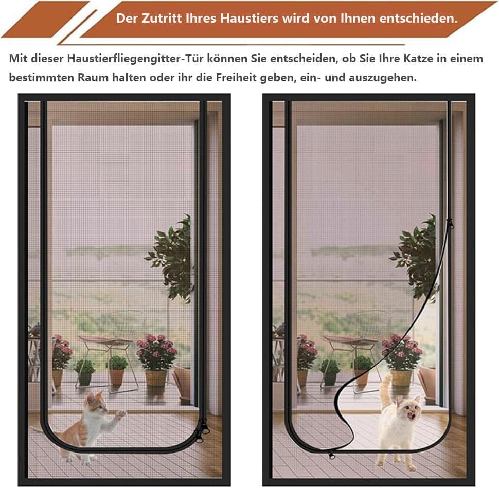 Black Cat Repellent Zipper Door Curtain Mesh, Protects Against Cats and Pests, Easy to Install, 100x210cm - Image 4