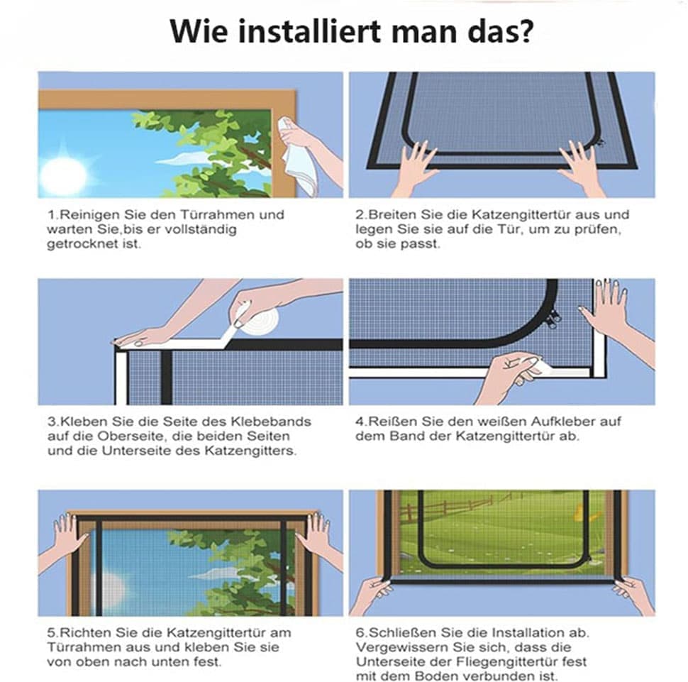 Black Cat Repellent Zipper Door Curtain Mesh, Protects Against Cats and Pests, Easy to Install, 100x210cm - Image 6