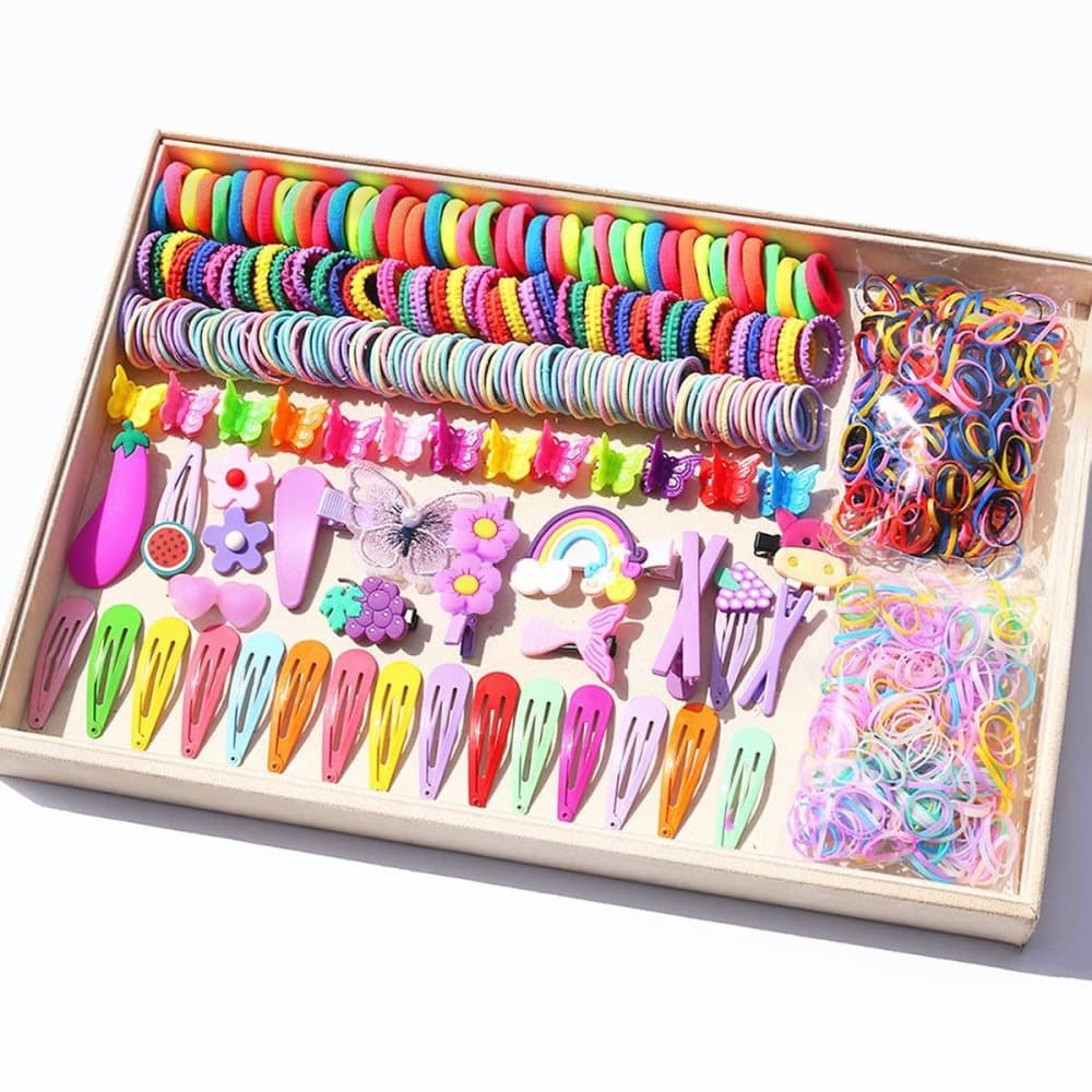 844-Piece Hair Accessories Set with Colorful Clips and Scrunchies for Girls, Perfect for All Occasions - Image 1