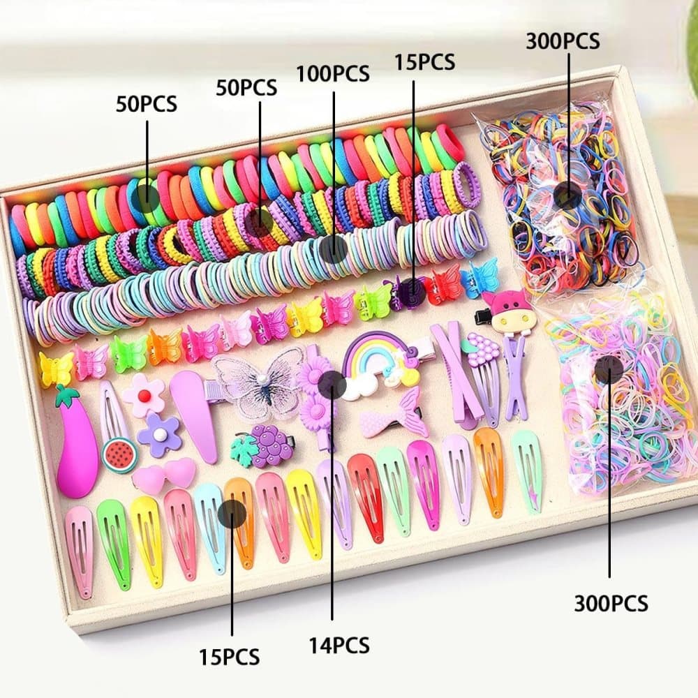 844-Piece Hair Accessories Set with Colorful Clips and Scrunchies for Girls, Perfect for All Occasions - Image 2
