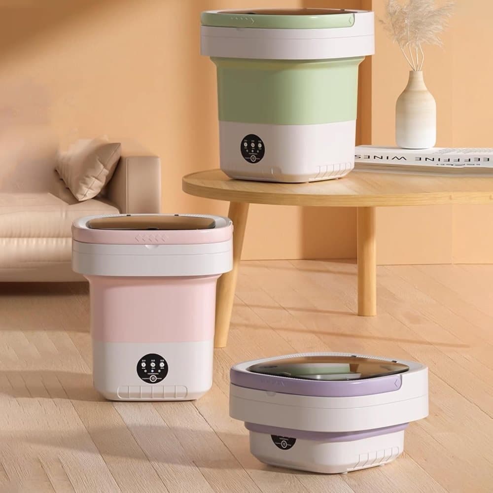 12L Mini Foldable Portable Washing Machine for Travel Small Apartments Student Rooms, Pink - Image 3