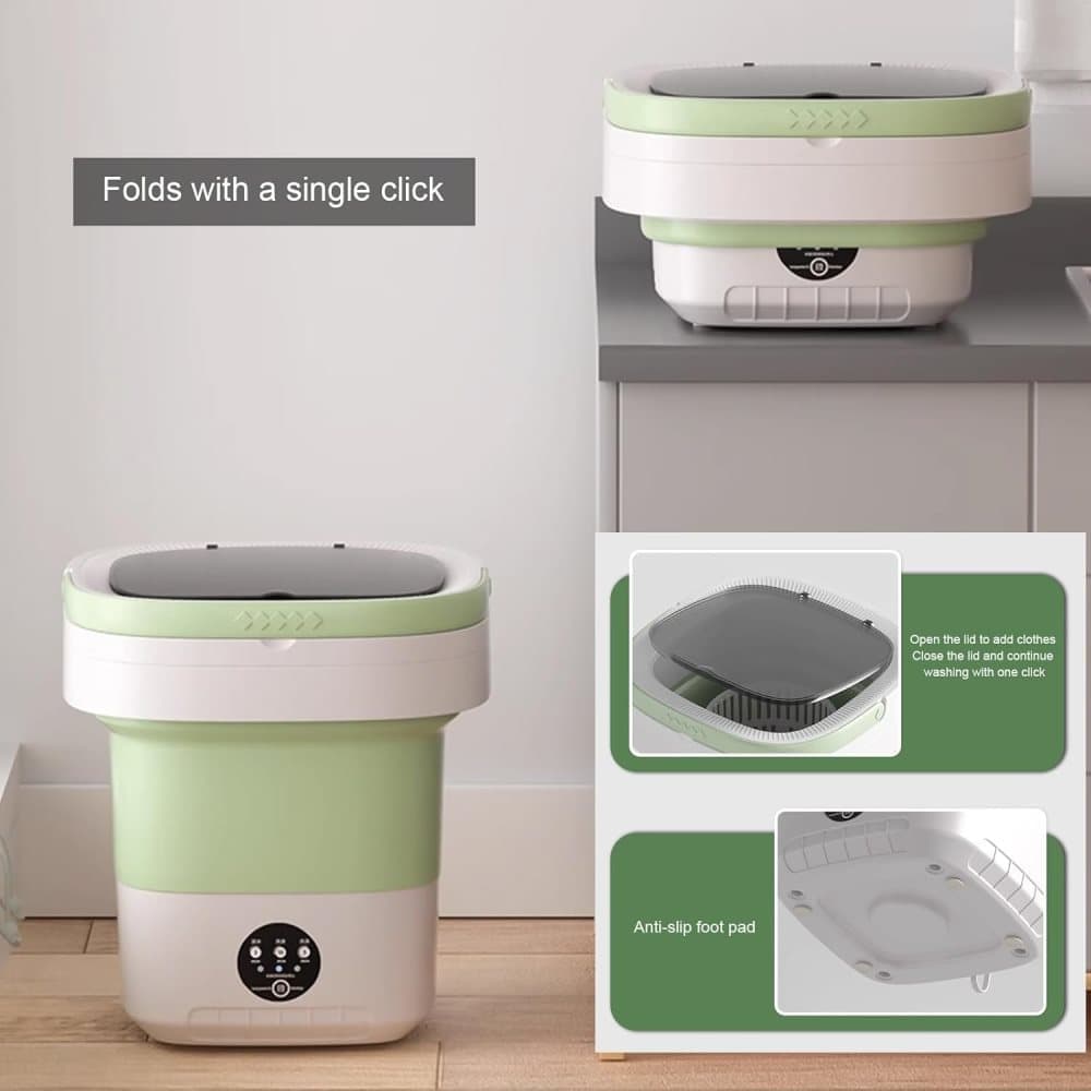 12L Mini Foldable Portable Washing Machine for Travel Small Apartments Student Rooms, Pink - Image 7