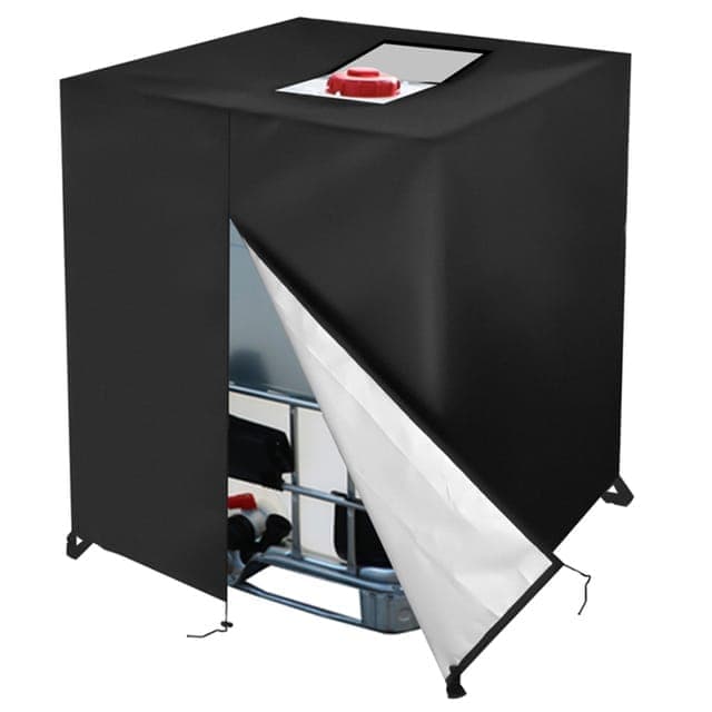 Waterproof UV-Resistant IBC Garden Water Tank Cover, Black, 210D Oxford with Zipper - Image 1