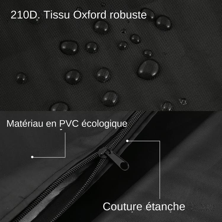 Waterproof UV-Resistant IBC Garden Water Tank Cover, Black, 210D Oxford with Zipper - Image 2