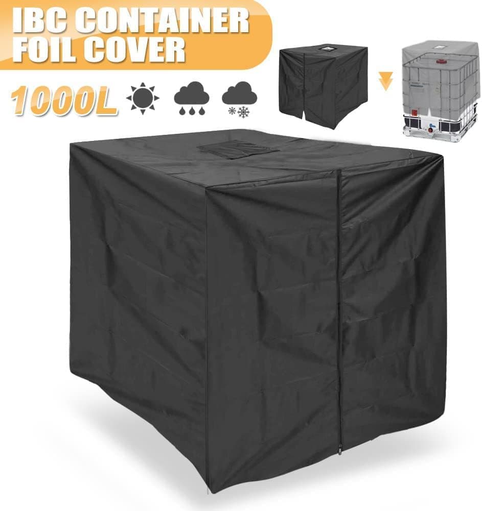 Waterproof UV-Resistant IBC Garden Water Tank Cover, Black, 210D Oxford with Zipper - Image 5