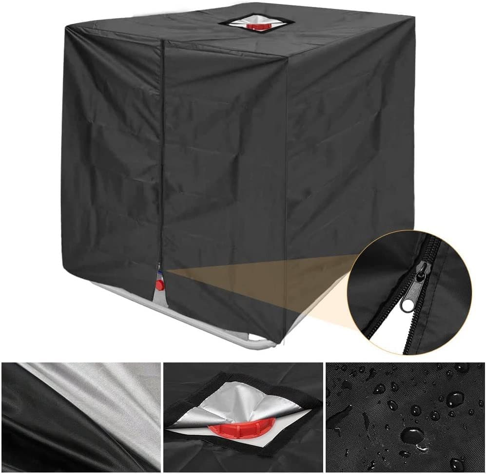 Waterproof UV-Resistant IBC Garden Water Tank Cover, Black, 210D Oxford with Zipper - Image 6