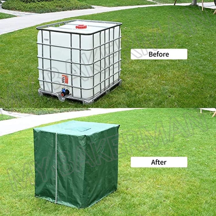 Waterproof UV Resistant IBC Garden Water Tank Cover, 210D Oxford with Zipper, Green - Image 2