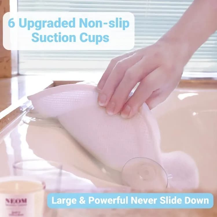 6 Suction Cups Bathtub Cushion with Ergonomic Neck and Back Support 4D Air Mesh, White - Image 5