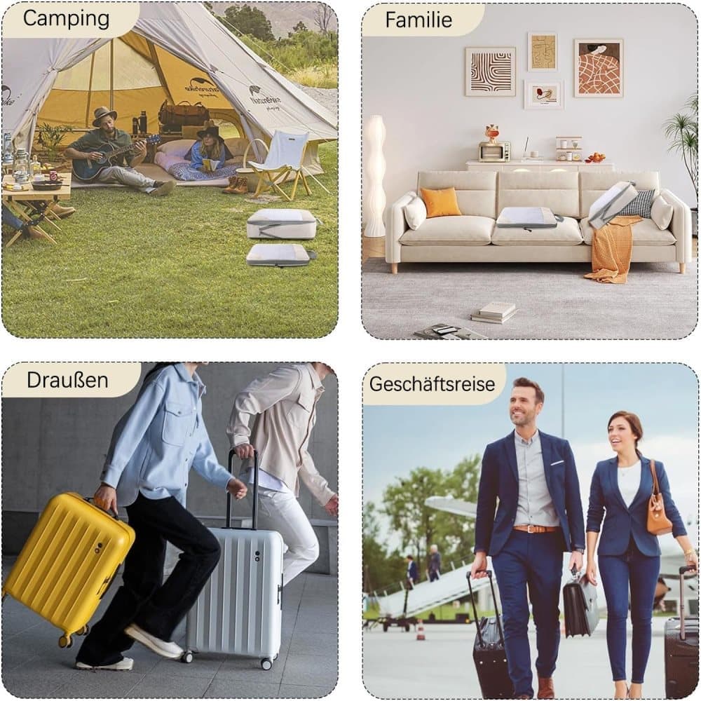 7-Piece Lightweight Travel Compression Bags for Suitcase & Backpack, Beige - Image 7