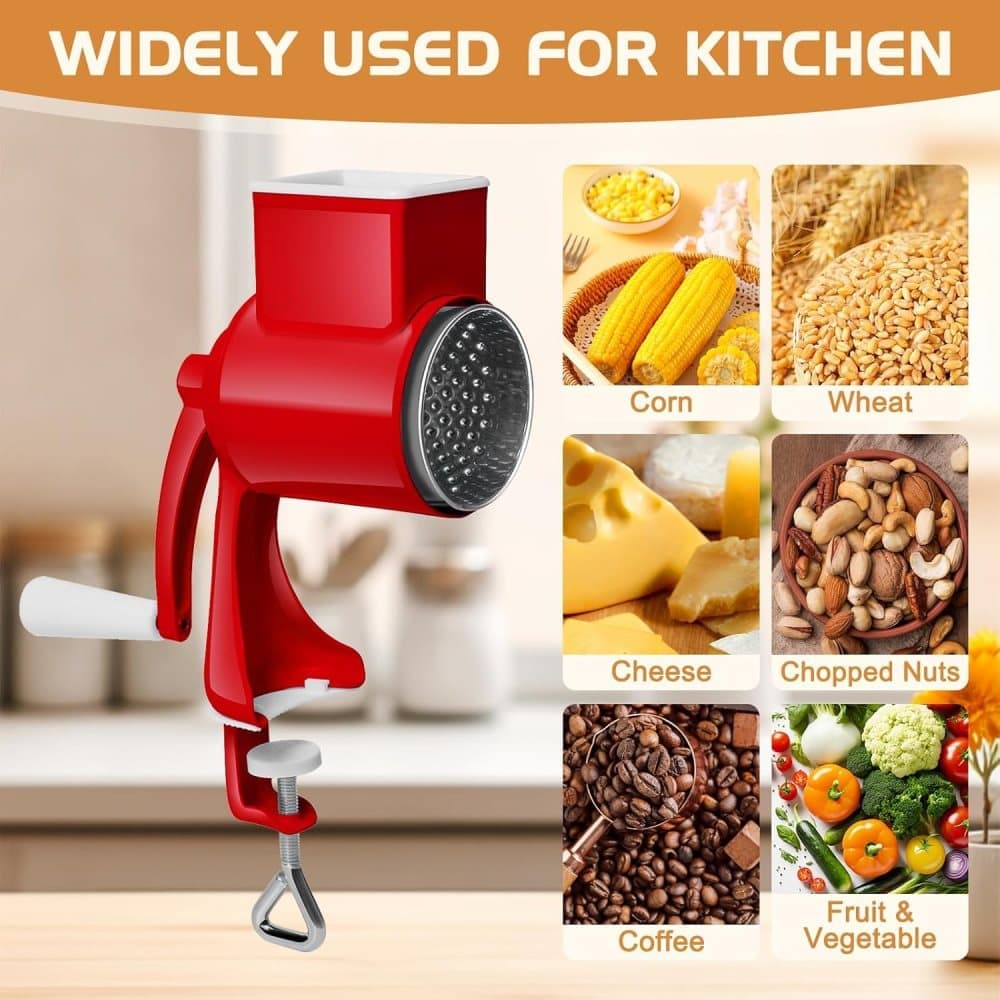 Manual nut grinder with 2 removable drum blades, cheese grater, peanut and almond grinder - Image 2