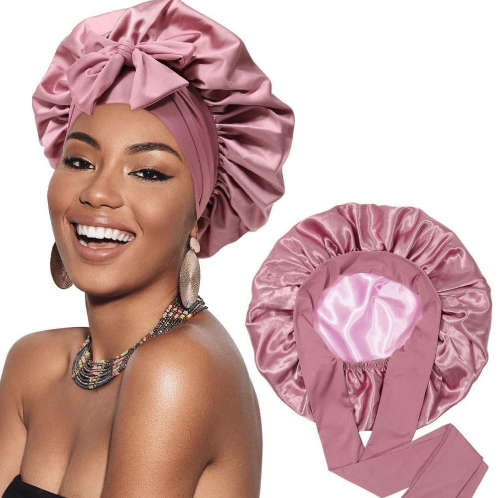 Silky Satin Sleeping Cap for Women and Girls, Double Layered Adjustable Hair Protection Cap, One Size - Image 1