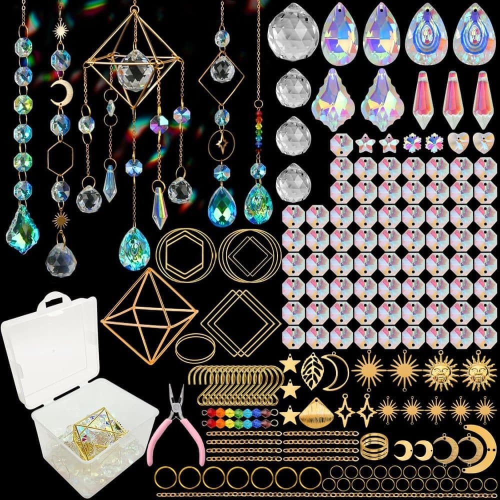 DIY Solar Collector Crystal Wind Chimes Kit 400-pack, Hanging Window Decoration for Home Office and Garden, Compatible with Solar Collectors - Image 1