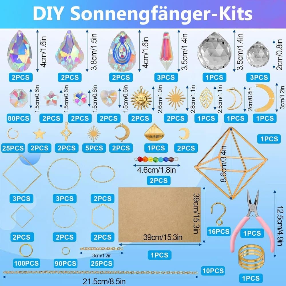 DIY Solar Collector Crystal Wind Chimes Kit 400-pack, Hanging Window Decoration for Home Office and Garden, Compatible with Solar Collectors - Image 2