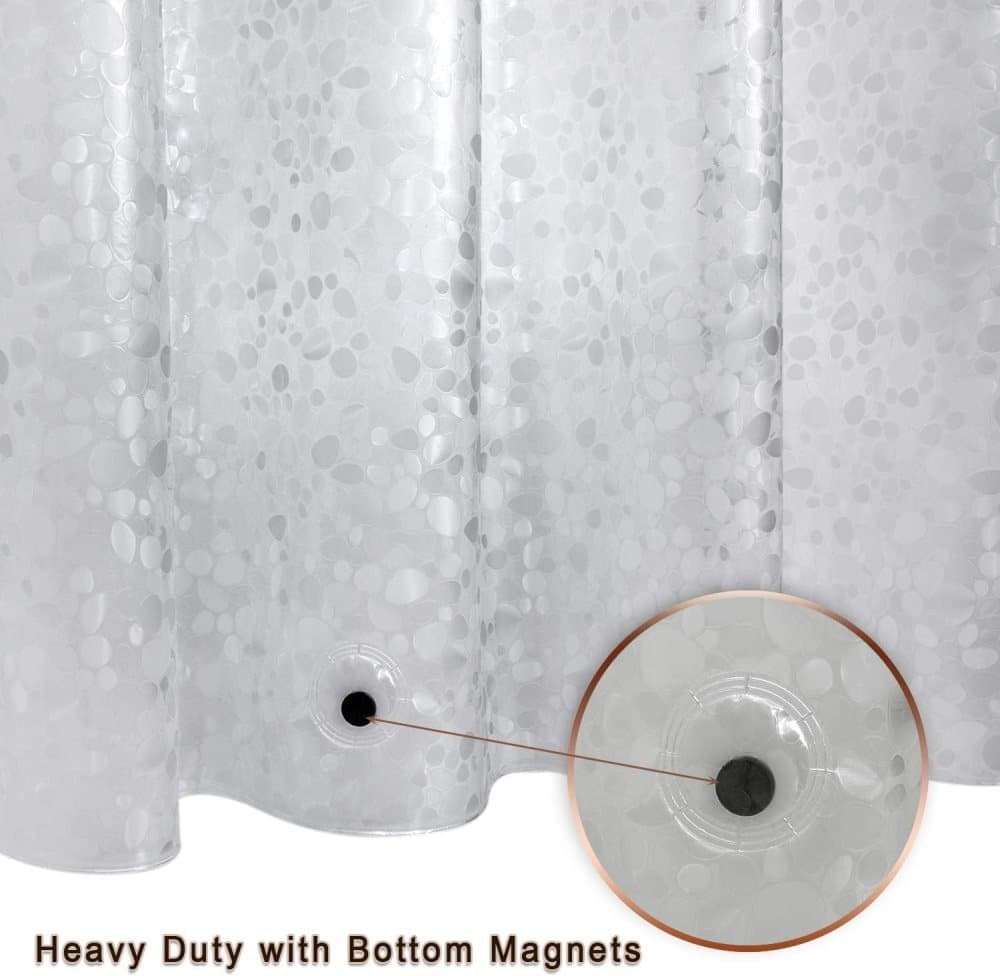 Waterproof EVA Shower Curtain with Pebble Pattern, 180x180 cm, Transparent Odorless - Image 3
