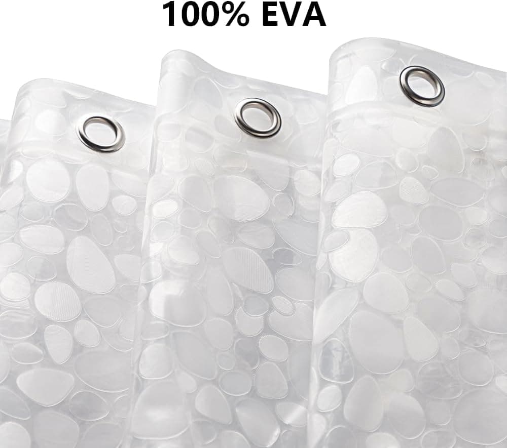 Waterproof EVA Shower Curtain with Pebble Pattern, 180x180 cm, Transparent Odorless - Image 4