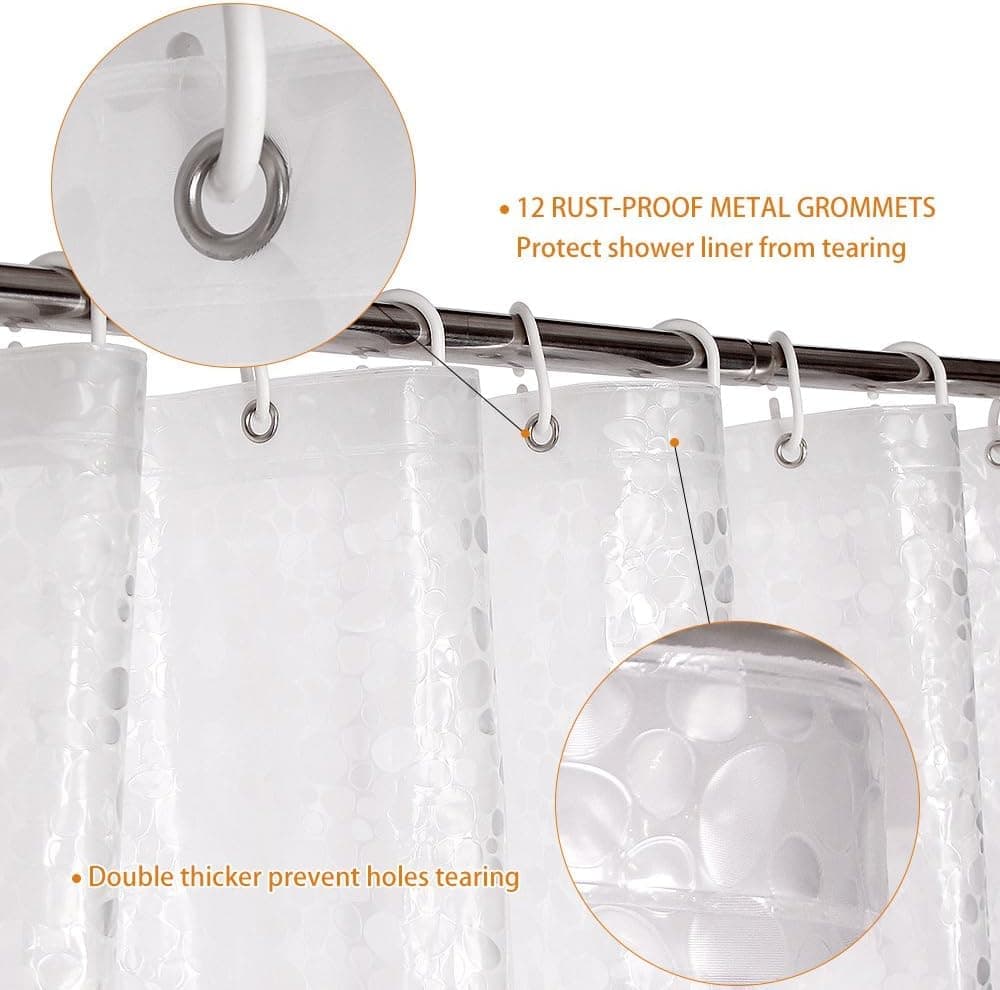 Waterproof EVA Shower Curtain with Pebble Pattern, 180x180 cm, Transparent Odorless - Image 5