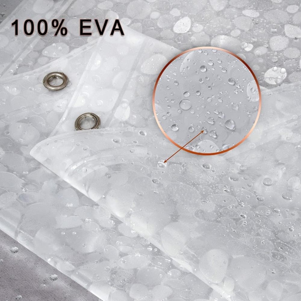 Waterproof EVA Shower Curtain with Pebble Pattern, 180x180 cm, Transparent Odorless - Image 7