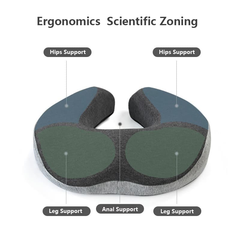 Ergonomic Memory Foam Orthopedic Seat Cushion for Coccyx Pain Relief, U-Shaped, for Office and Home - Image 3