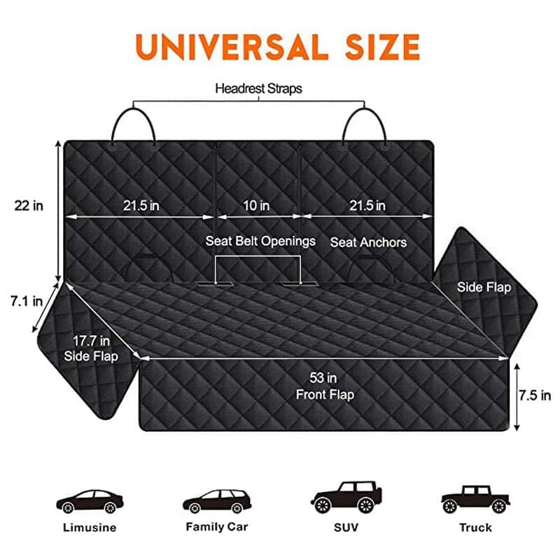 Waterproof Dog Car Seat Protector Mat 1 Pack, Compatible with Most Vehicles, 60 x 120 cm, Black - Image 4