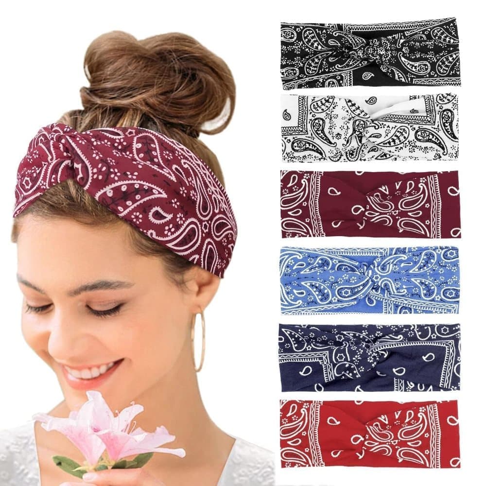 6-Pack Women's Headbands Sweatbands Hairbands for Everyday Vacation Party - Image 1