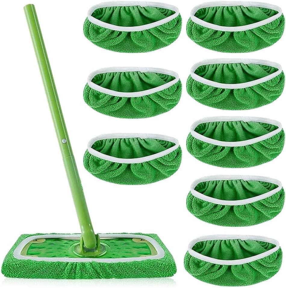 8 Replacement Cloth Covers for Swiffer Mop, Reusable Wet and Dry Cleaning Pads, Compatible with Swiffer - Image 1