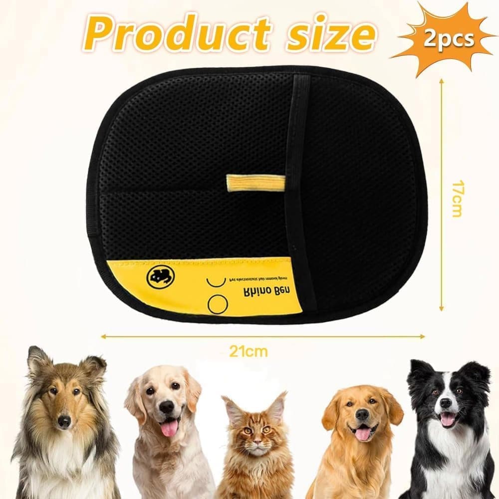 2-Pack Pet Fur Removal Glove, Double-Sided Reusable Static Hair Remover, Compatible with Cats and Dogs - Image 2