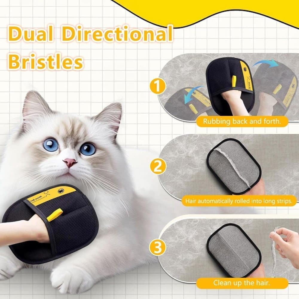 2-Pack Pet Fur Removal Glove, Double-Sided Reusable Static Hair Remover, Compatible with Cats and Dogs - Image 3