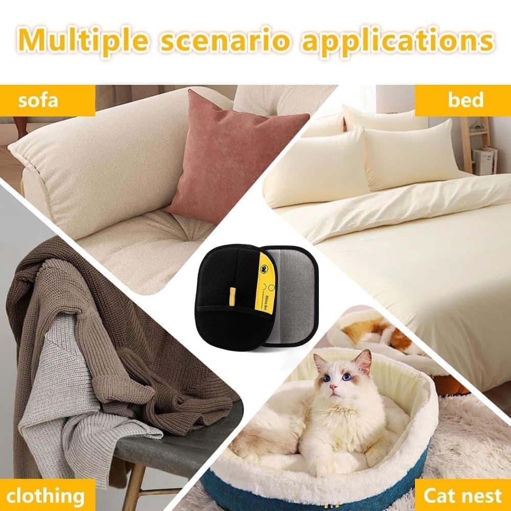 2-Pack Pet Fur Removal Glove, Double-Sided Reusable Static Hair Remover, Compatible with Cats and Dogs - Image 6