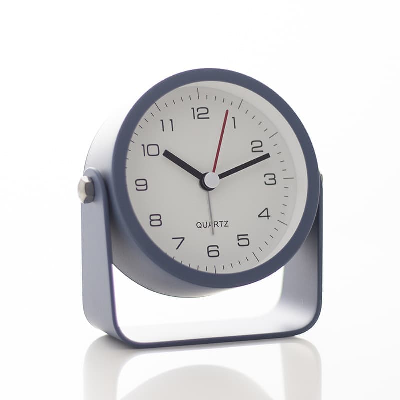 Silent Analog Alarm Clock with Night Light, Adjustable Angle for Travel Nightstand Bedroom, Blue Metal Clock - Image 1
