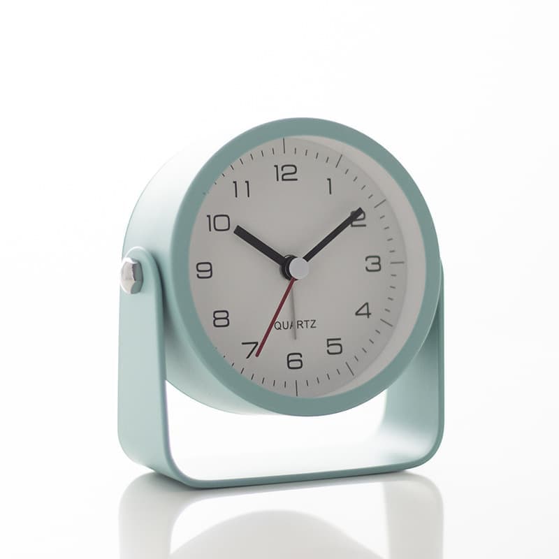 Analog Alarm Clock Silent with Night Light, Adjustable Angle for Travel Nightstand Bedroom, Metal Clock, Light green - Image 1