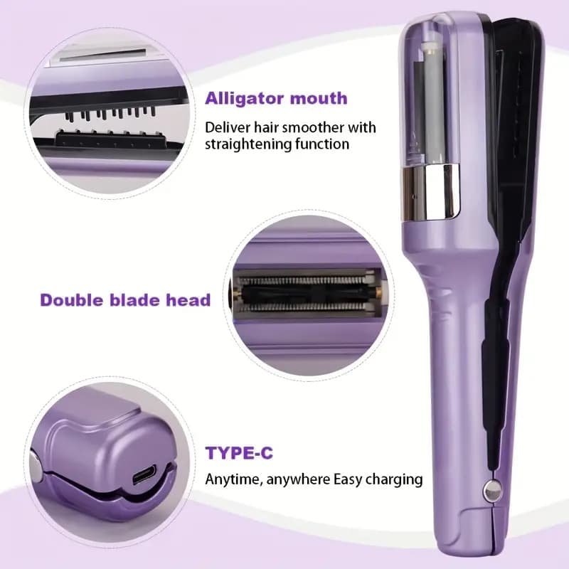 Portable Hair Trimmer Rechargeable Split End Trimmer for Travel Easy to Use Protects Hair, Purple - Image 2
