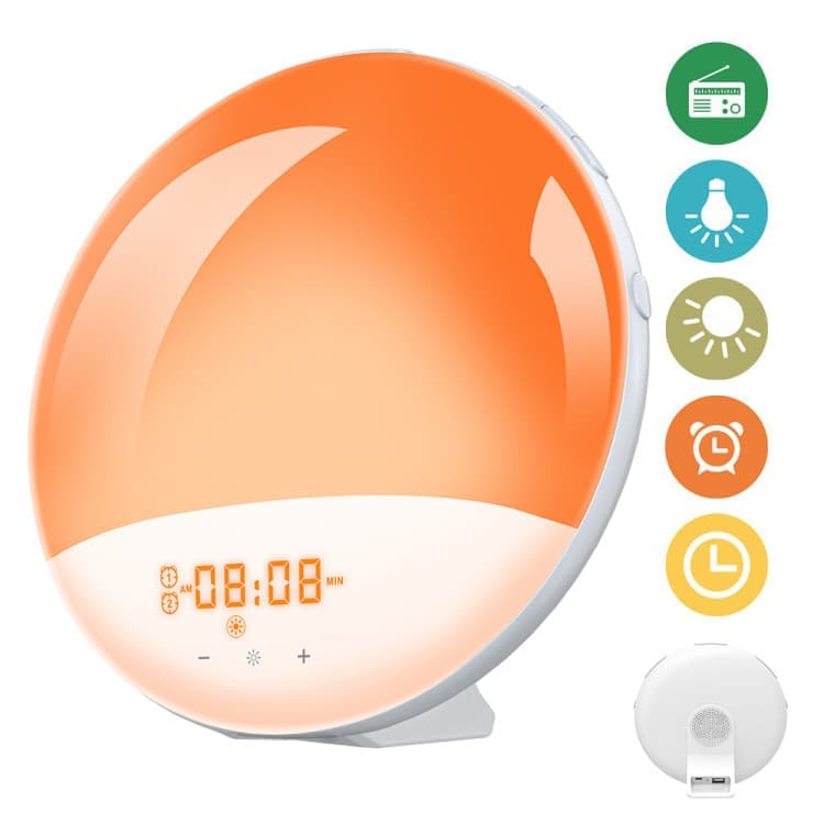 1 Pack Wake Up Light Alarm Clock with FM Radio and Sunrise Sunset Simulation - Image 1