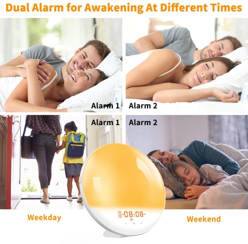 1 Pack Wake Up Light Alarm Clock with FM Radio and Sunrise Sunset Simulation - Image 2