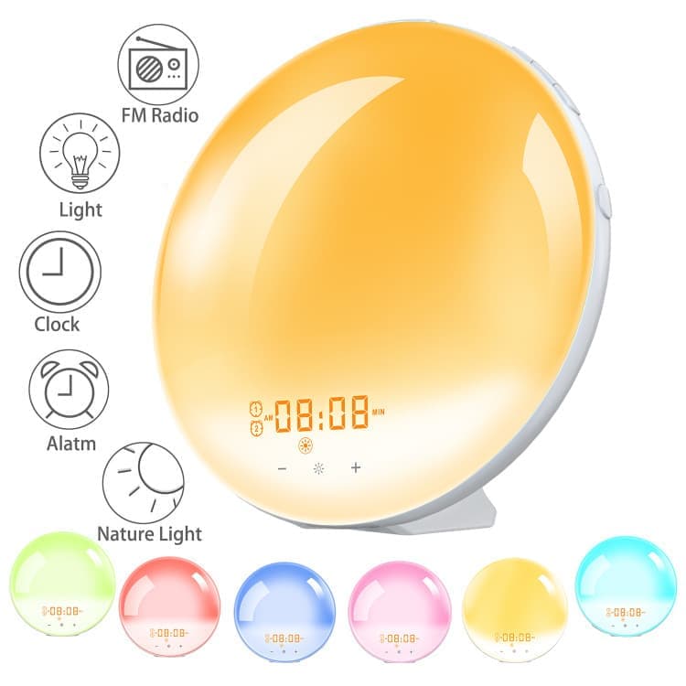 1 Pack Wake Up Light Alarm Clock with FM Radio and Sunrise Sunset Simulation - Image 3