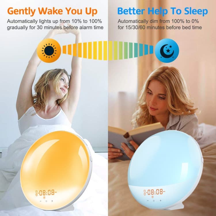 1 Pack Wake Up Light Alarm Clock with FM Radio and Sunrise Sunset Simulation - Image 4
