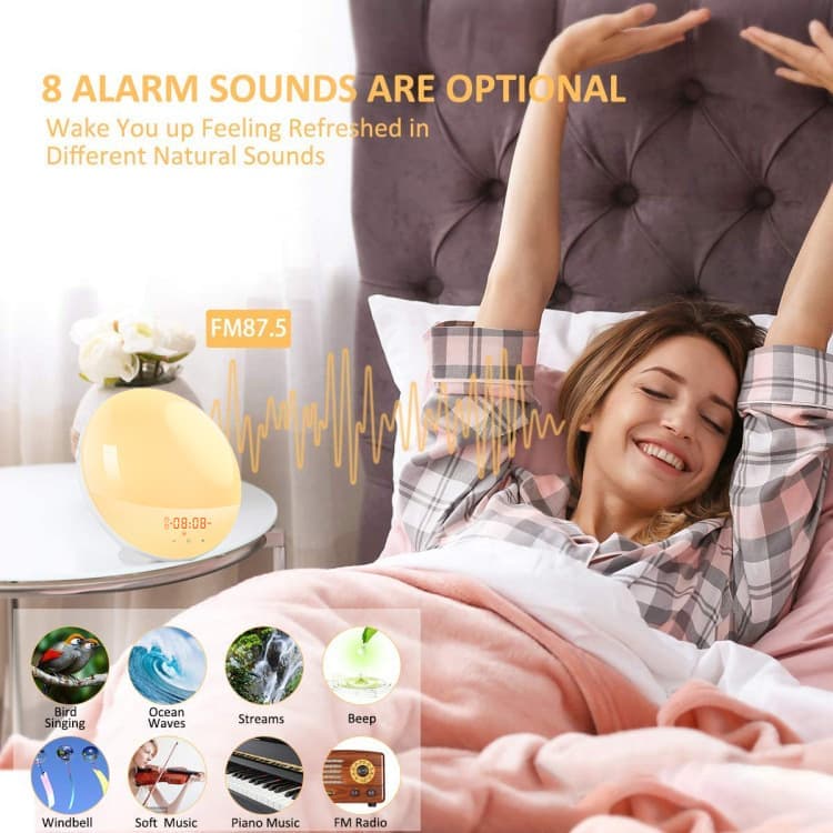 1 Pack Wake Up Light Alarm Clock with FM Radio and Sunrise Sunset Simulation - Image 5