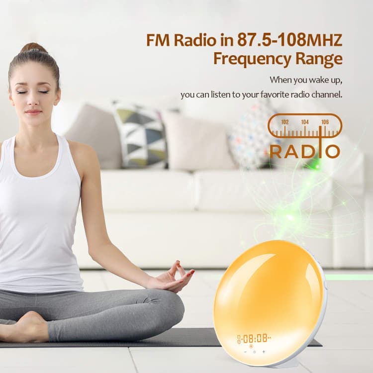 1 Pack Wake Up Light Alarm Clock with FM Radio and Sunrise Sunset Simulation - Image 6